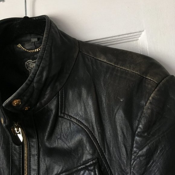 Guess Jackets & Coats Guess Genuine Leather Snap Zipper Jacket L 8